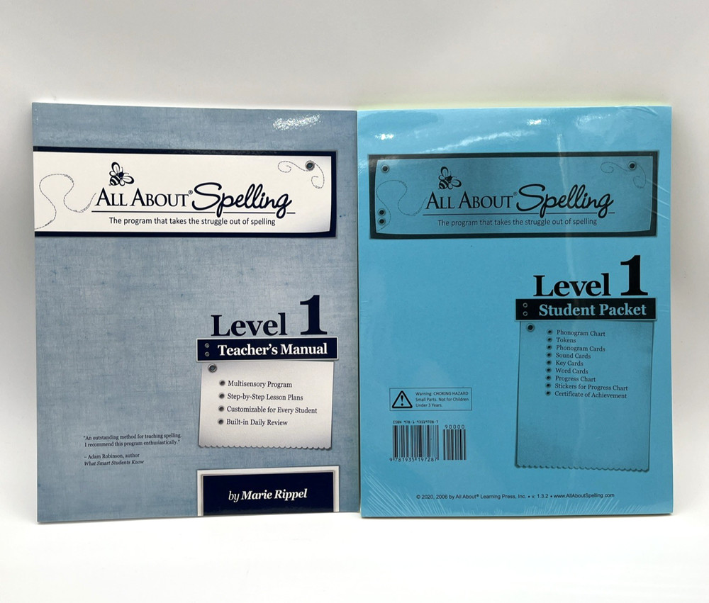 All About Spelling Level 1 Homeschool Set Teacher Manual Student Packet NEW