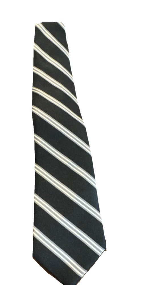 Roundtree & Yorke Men's Woven Tie Black Gray White Striped Pattern Neckwear