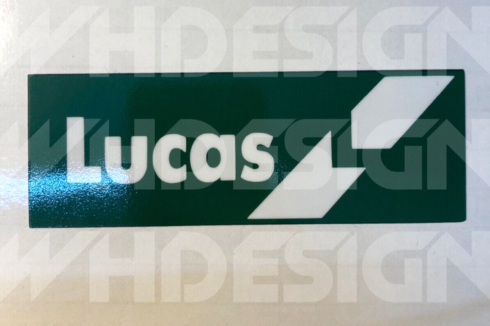Vintage Lucas battery sticker for classic car, bike, or tool box restoration