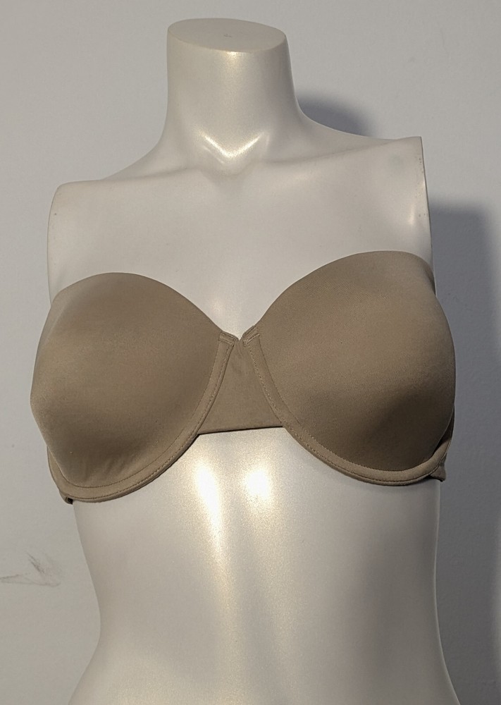 Maidenform Beige Nude 38D Underwire Support Strapless Bra Light Padding #7955