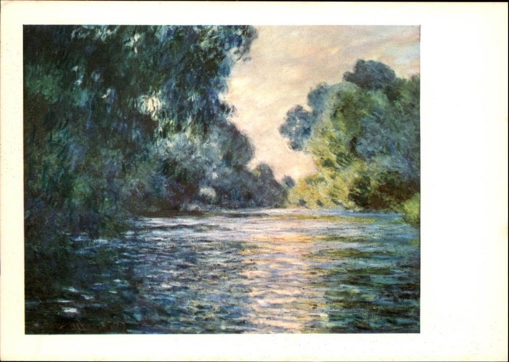 The Banks of the Seine at Giverny Paris France vintage art postcard e376
