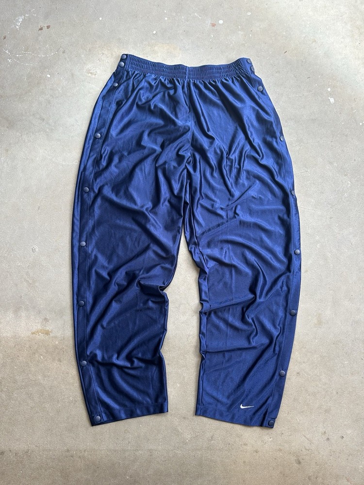 Vintage Nike Tearaway Track Pants Size XL Blue Snap Swoosh 90s