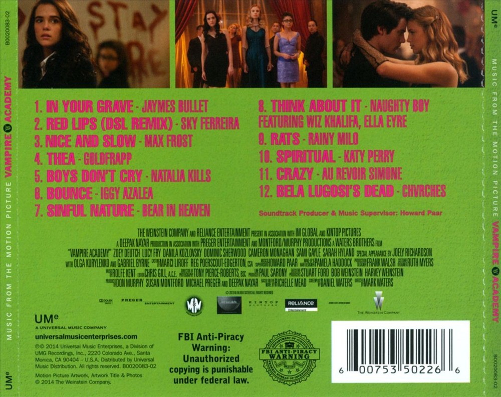 Original Soundtrack Vampire Academy [Music From The Motion Picture] New Cd