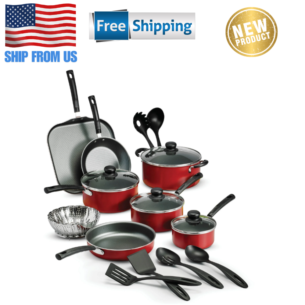 Tramontina Primaware 18 Piece Non-stick Cookware Set, Red
