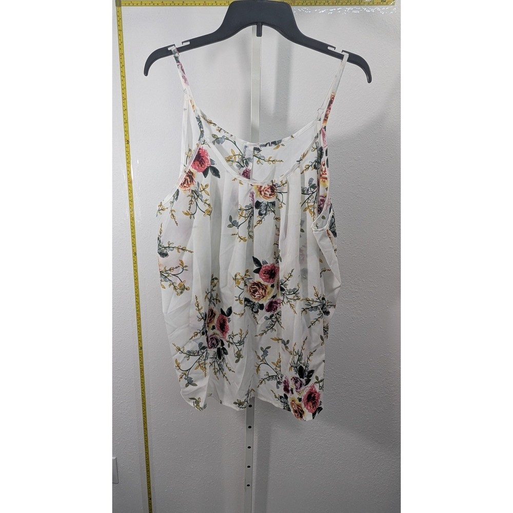 SHEIN Curve Womens 2XL Floral Cami Top White Sleeveless Spaghetti Strap Blouse