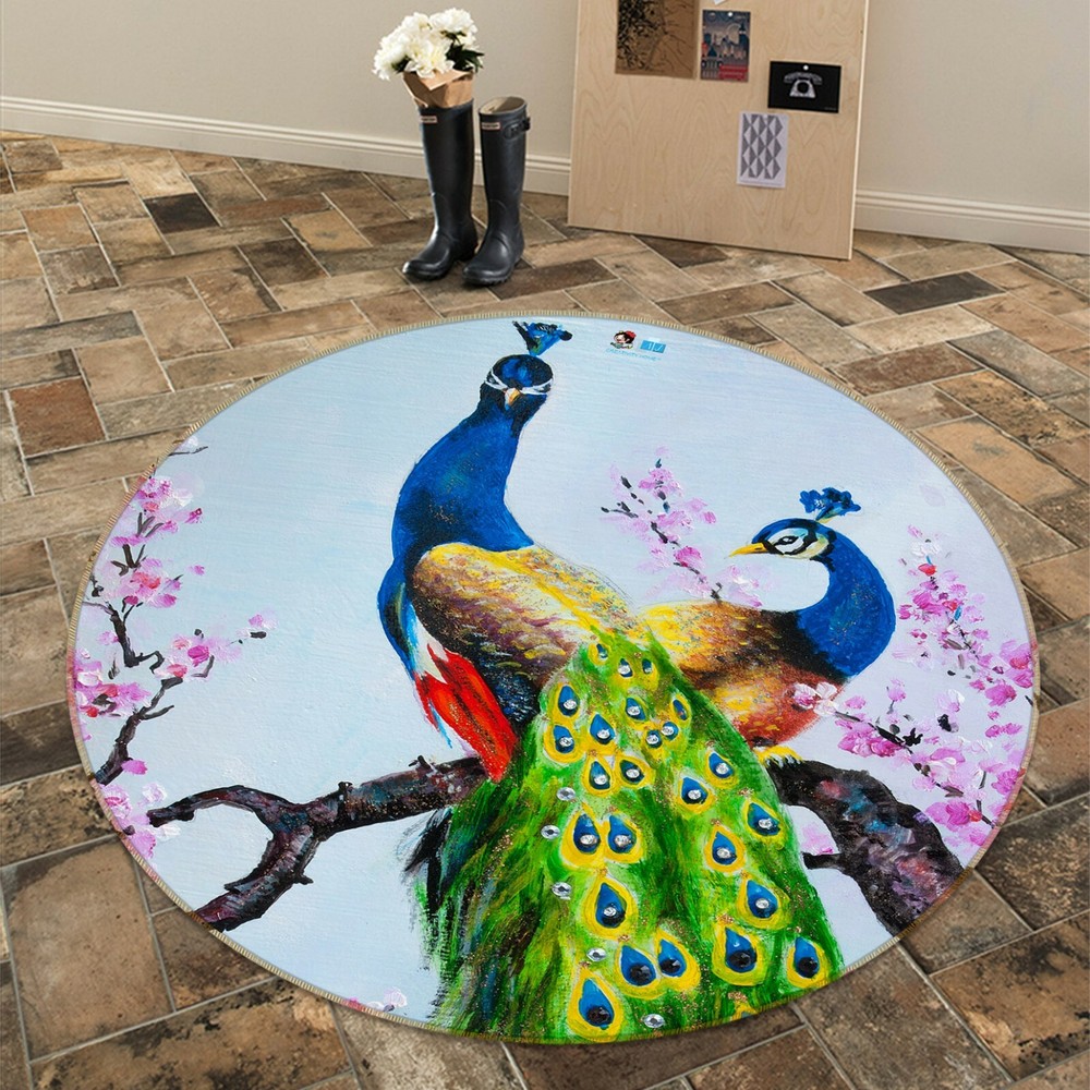 3D Peacock Flower NAO5952 Game Rug Mat Elegant Photo Carpet Mat Fay