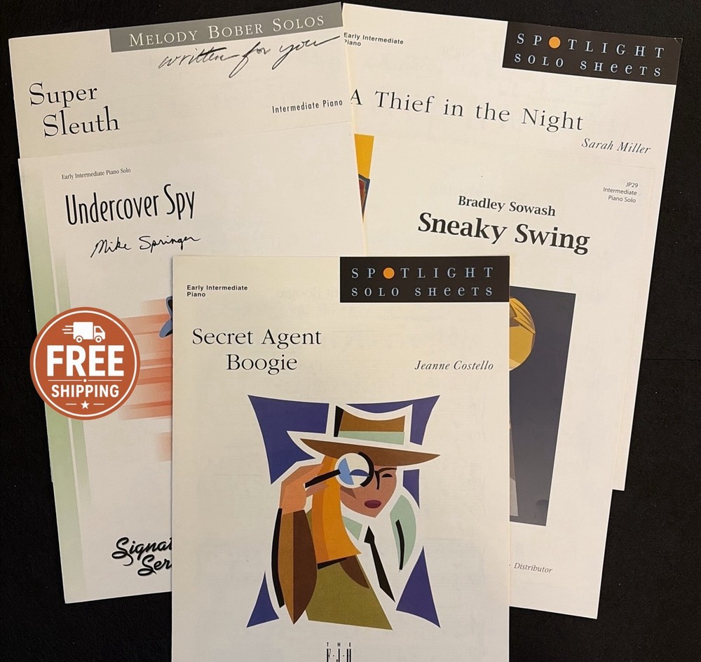 Spy & Detective Piano Sheet Music Bundle Lot of 7 Teaching Recital