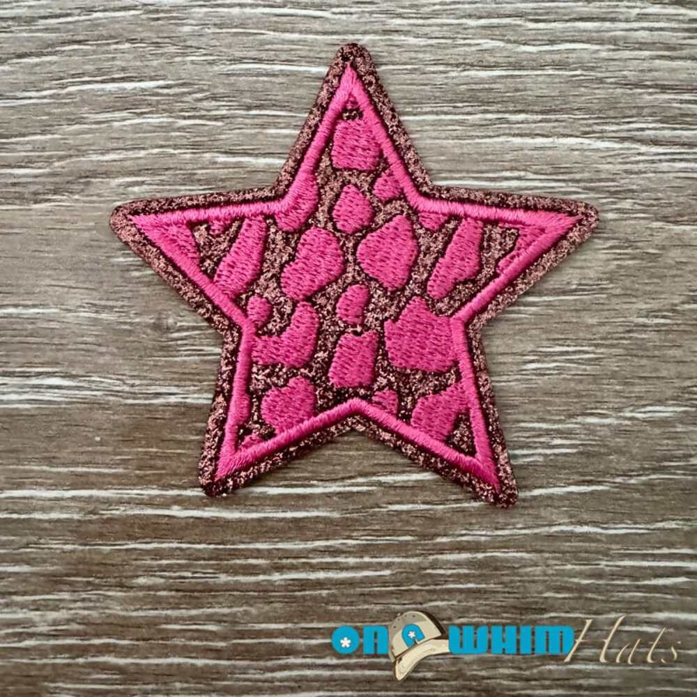 Pink Leopard Star Iron-On Patch