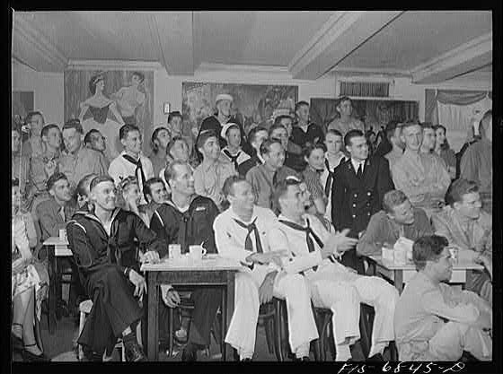 Photo:New York NY 1940s Audience at Stage Door Canteen Sailors Soldiers