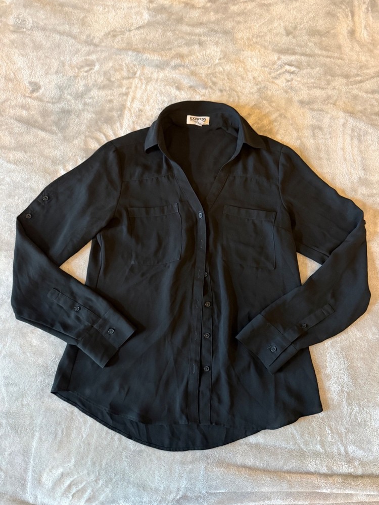 Express Original Fit Portofino Button Down Black Shirt XS