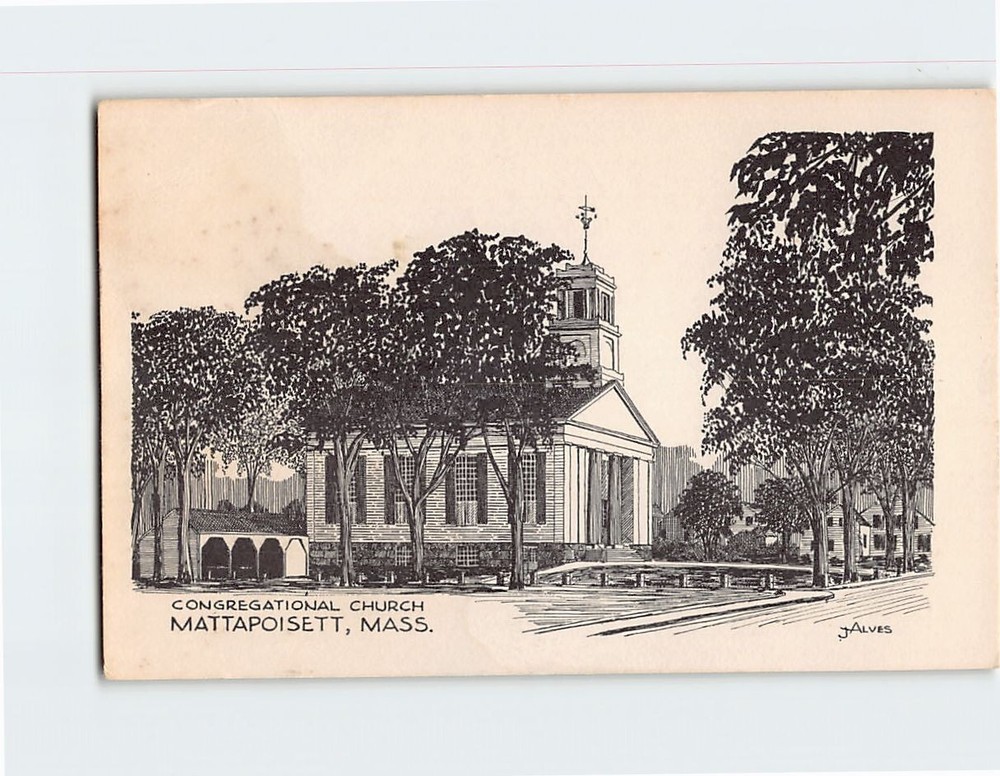 Postcard Congregational Church Mattapoisett Massachusetts USA