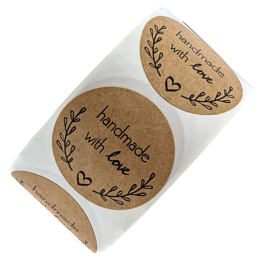 Glossy Sticker Paper Made with Love Stickers Round Gift Tags
