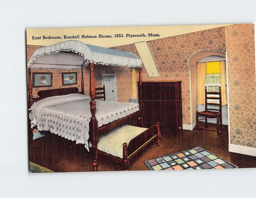Postcard East Bedroom Kendall Holmes House Plymouth Massachusetts USA