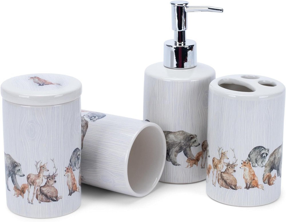NAT & Jules Chic Modern Rounded 4.5 inch Ceramic Bathroom Accessories Grey