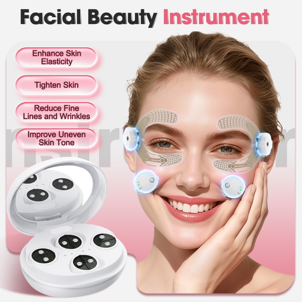 2 IN 1 Electric Facial & Eye Beauty Massager EMS Red Light Massage Firming Skin