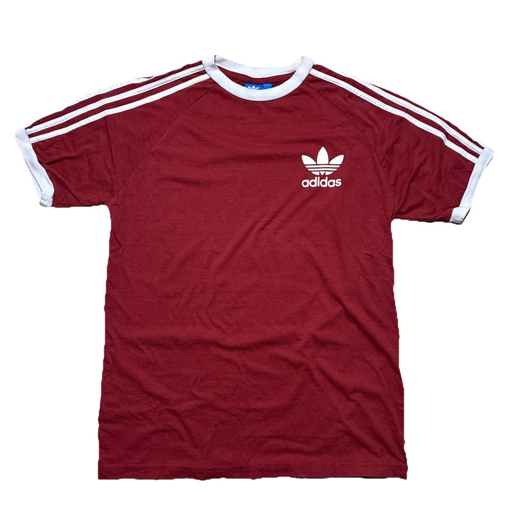 Vintage Y2K  Adidas Originals 3-Stripe Red/White T-Shirt Men's XL Logo