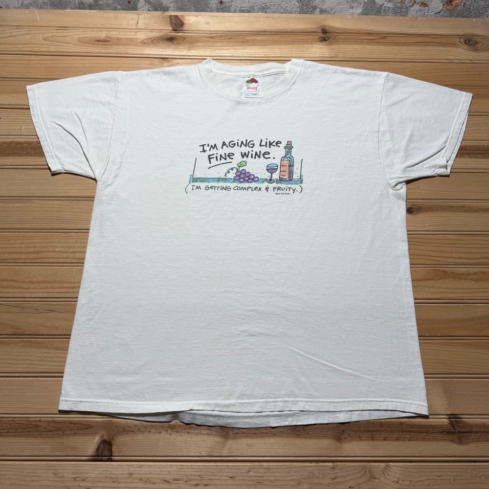 Vintage Y2K I'm Aging Like Fine Wine Complex Fruity Funny Graphic T-Shirt - XL
