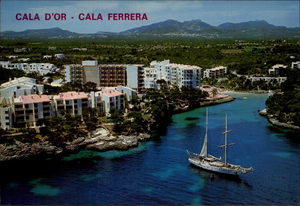 Cala d'Or Cala Ferrera Mallorca Aerial view vintage postcard p119