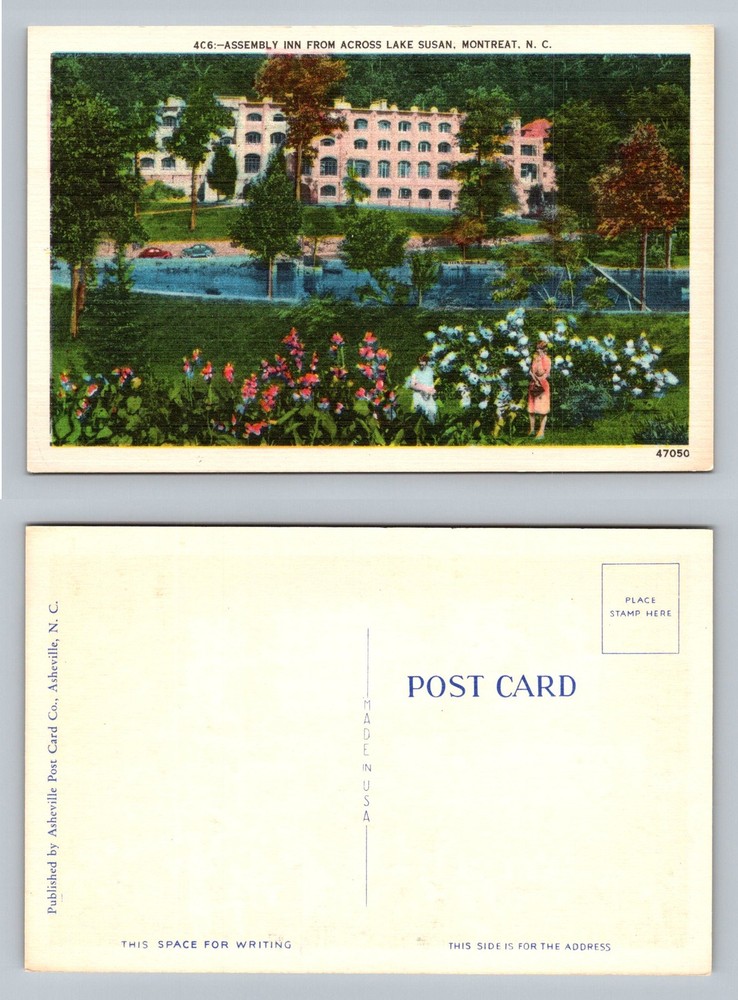 Montreat, NC-North Carolina, Assembly Inn Lake Susan Gardens Vintage Postcard