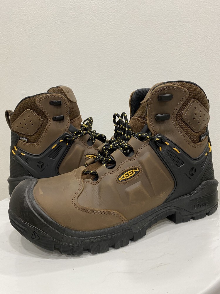 KEEN Dry Waterproof Steel Toe Work Boots for Men Size 10EE Brown