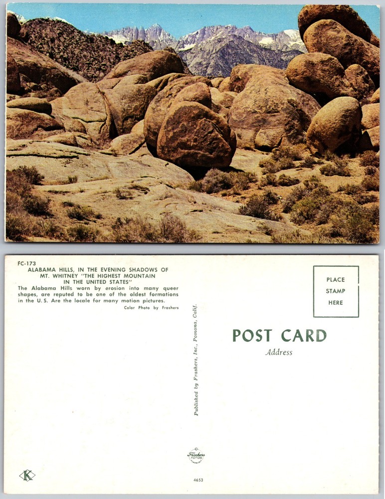 Alabama Hills CA Boulders Mt Whitney Postcard