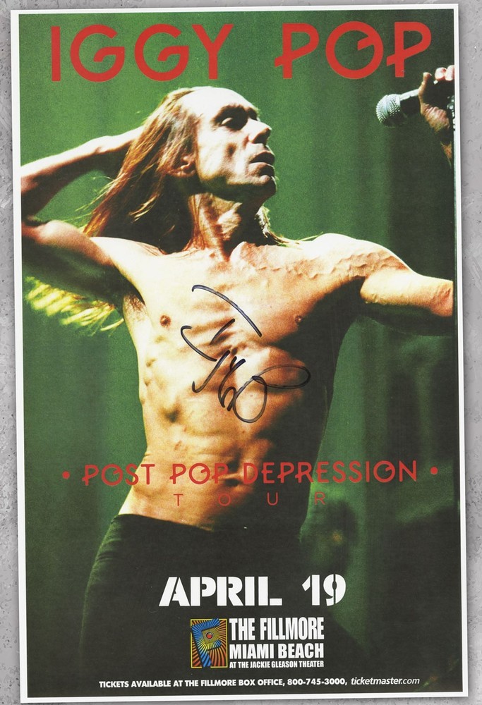 Iggy Pop autographed gig poster