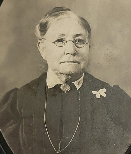 Antique Vintage Photo Picture Cabinet Portrait Elderly Woman Black Dress Ribbon