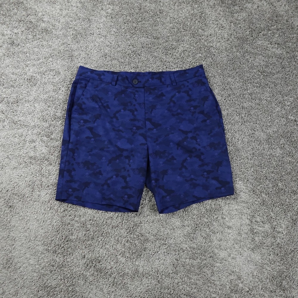 G Fore Shorts Mens 38 Chino Wicking Golf Blue Camouflage Performance Skulls