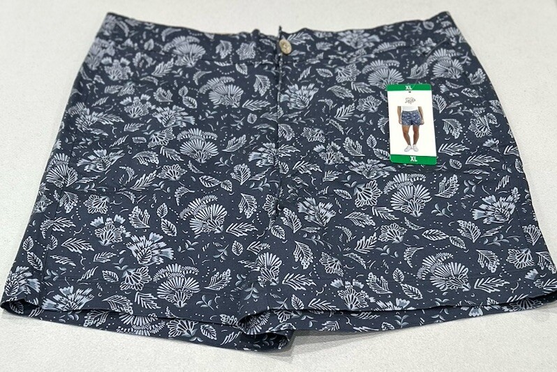 Jachs Girlfriend Women's Stretch Satin Chino Shorts, Blue, Size XL