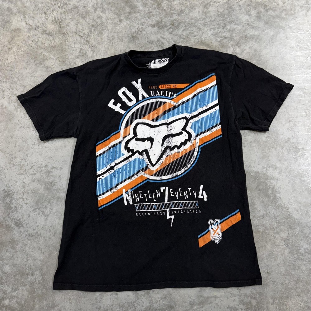 Fox Racing Shirt Mens Large Black Nineteen Seventy 4 Motocross Graphic Tee
