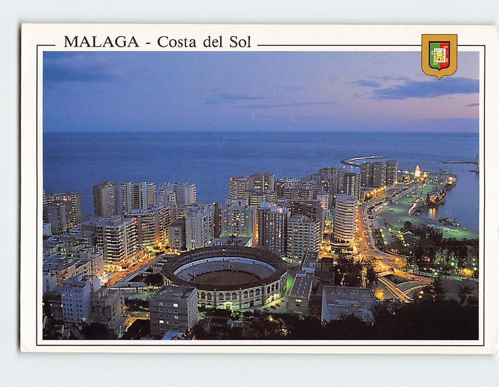 Postcard Bullring La Malagueta by night Málaga Spain