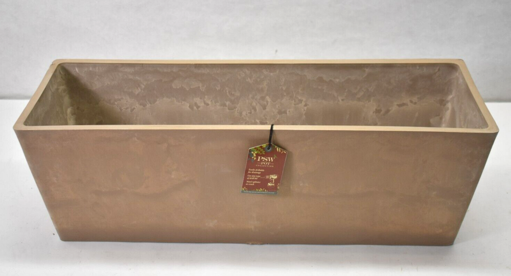 PSW Arcadia Garden Window Box Pot 25.3x9 Inches Taupe Lightweight Planter-image