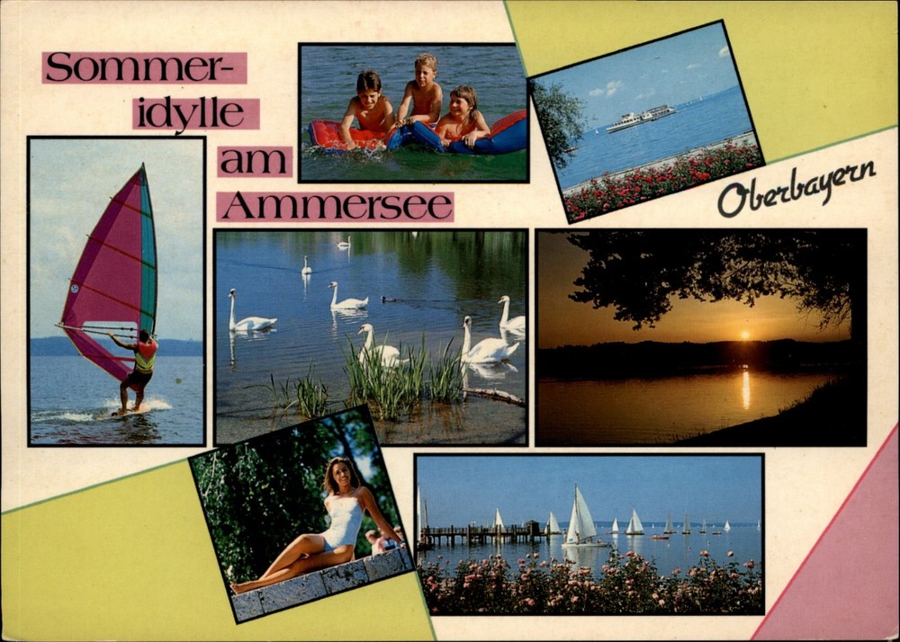 Ammersee Oberbayern vintage postcard s995