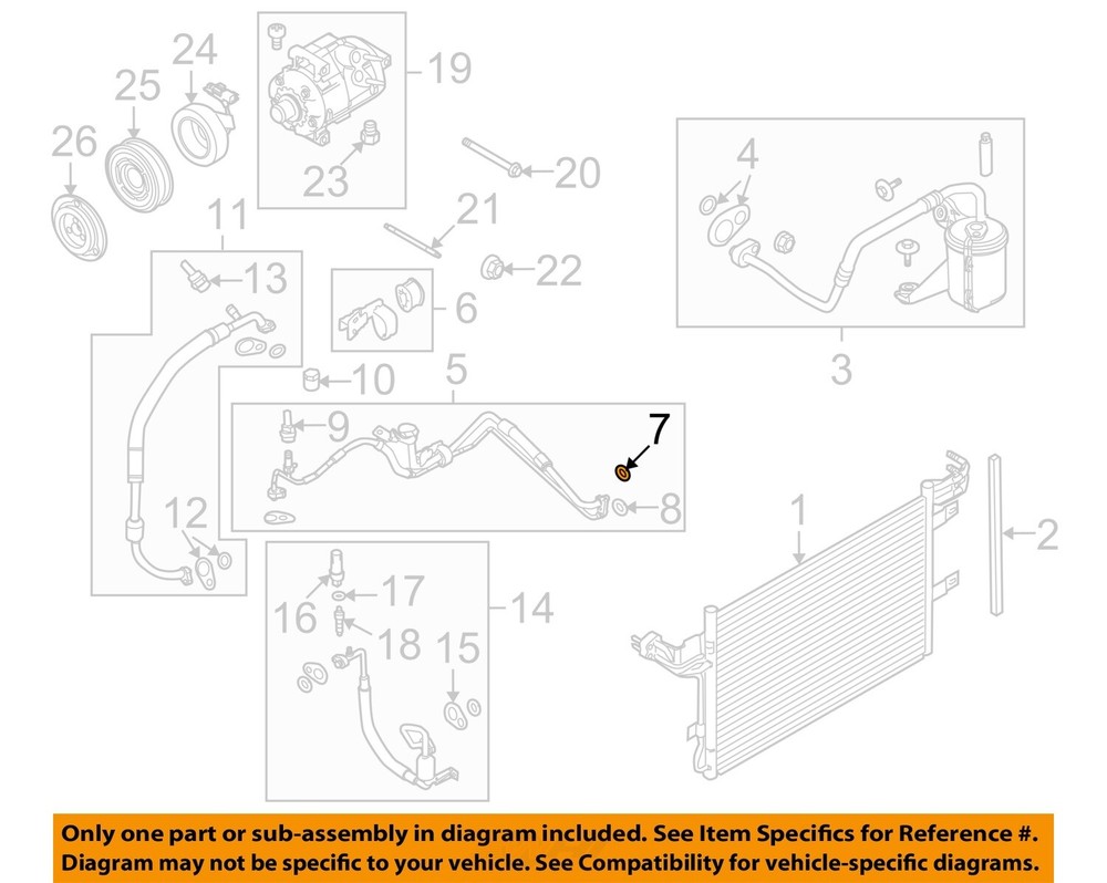 A/C Condenser Compressor Line Evaporator Tube Upper Seal 1W1Z19E889GB  