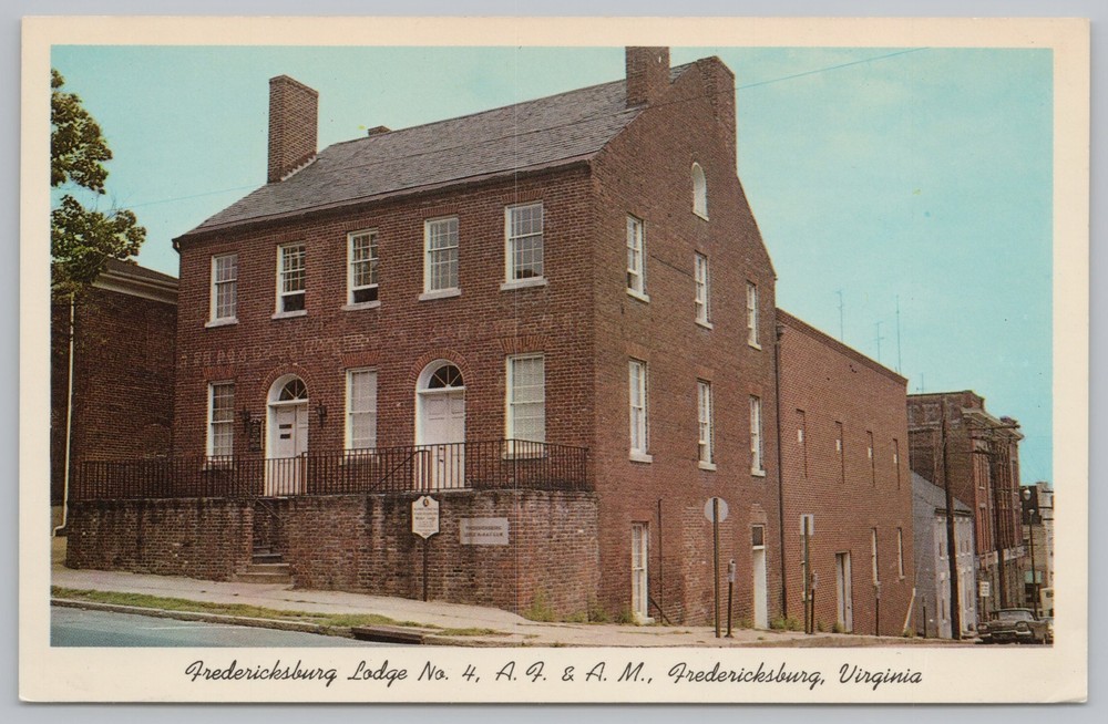 State View~Fredericksburg Virginia~AF&AM Lodge No 4~Washington~Vintage Postcard