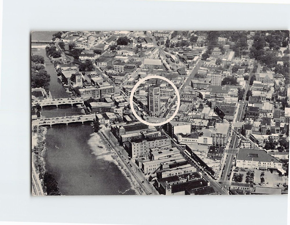 Postcard Aerial View Of The Elgin Tower Building Elgin Illinois USA
