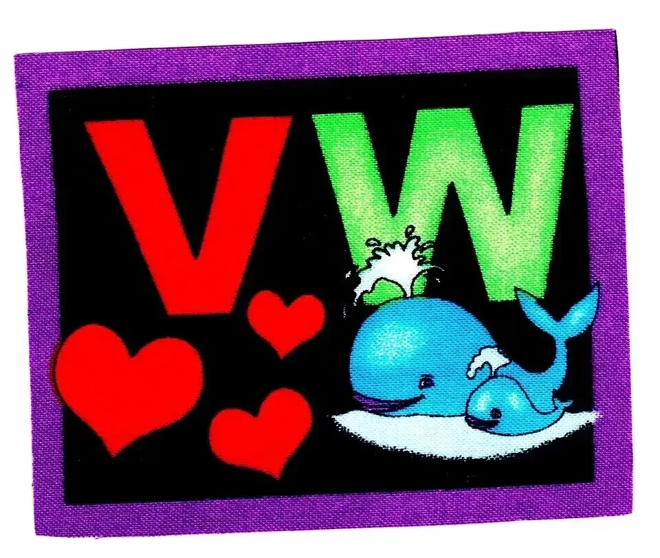letter w whale fabric applique iron on not embroidered 3.5 inch new
