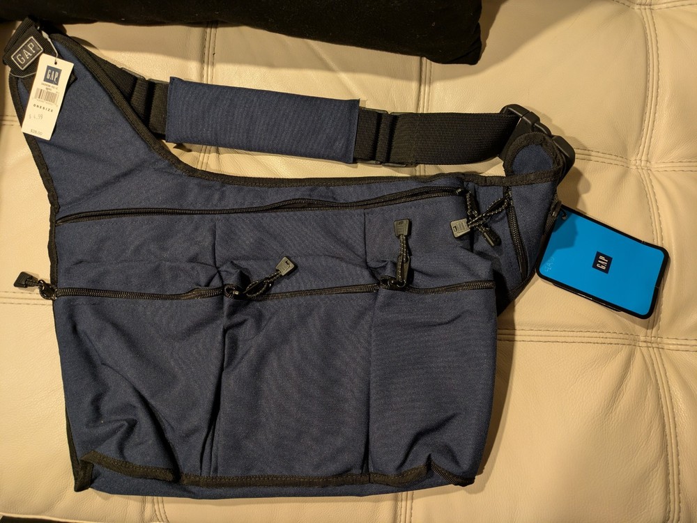 Vintage 90s Y2K GAP Blue Sling Bag Backpack Crossbody Gorpcore Tactical Tech
