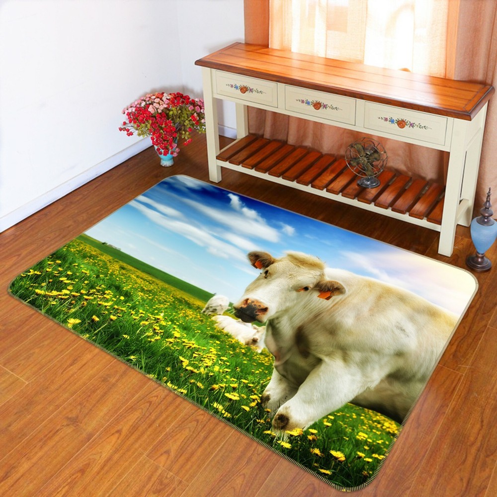3D Beautiful Grassland Cow O733 Animal Non Slip Rug Mat Elegant Photo Carpet Fay