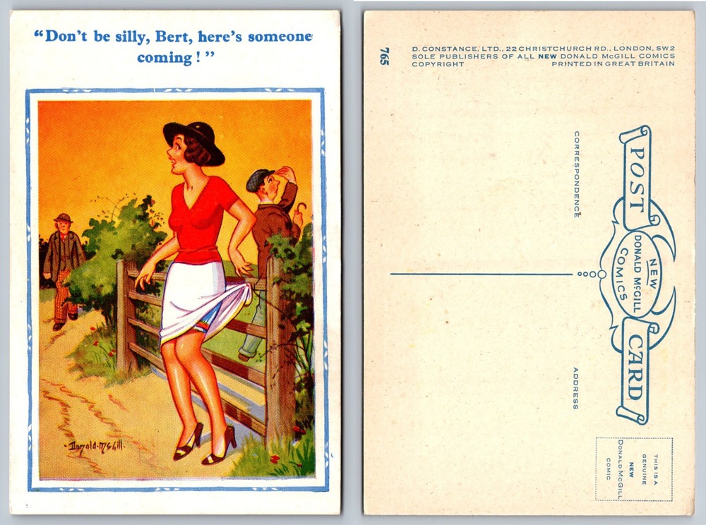 Woman On Country Path Humorous Postcard