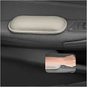 2PCS Car Door Armrest Pads, Soft Leather + Memory Foam Car Knee P Color: Beige