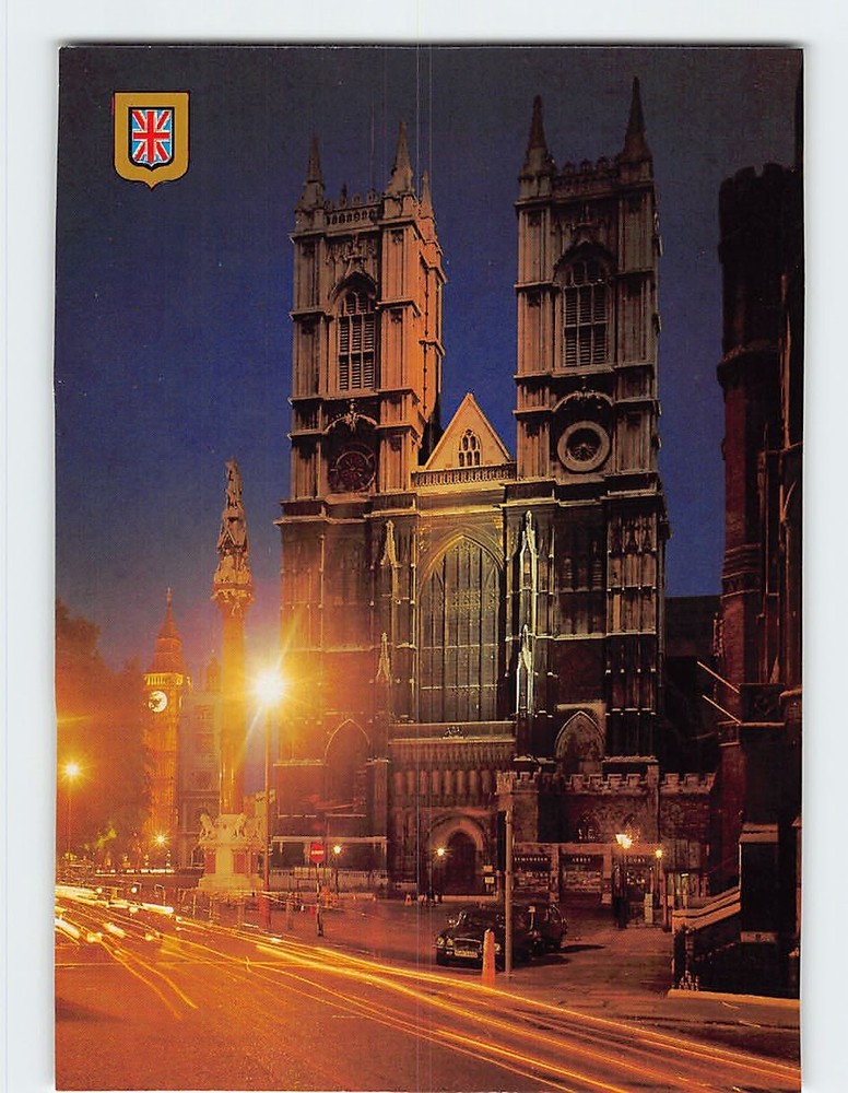 Postcard The West Towers by night Westminster Abbey London England