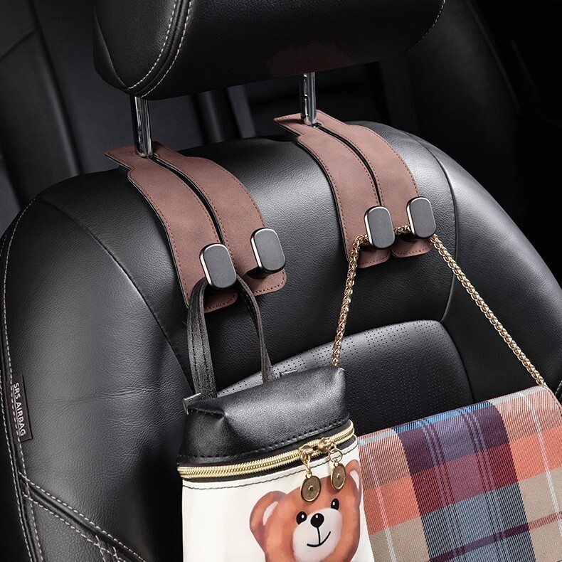 Leather Car Seat Back Hooks Vehicle Headrest Storage Purse Holder Bags Hangers