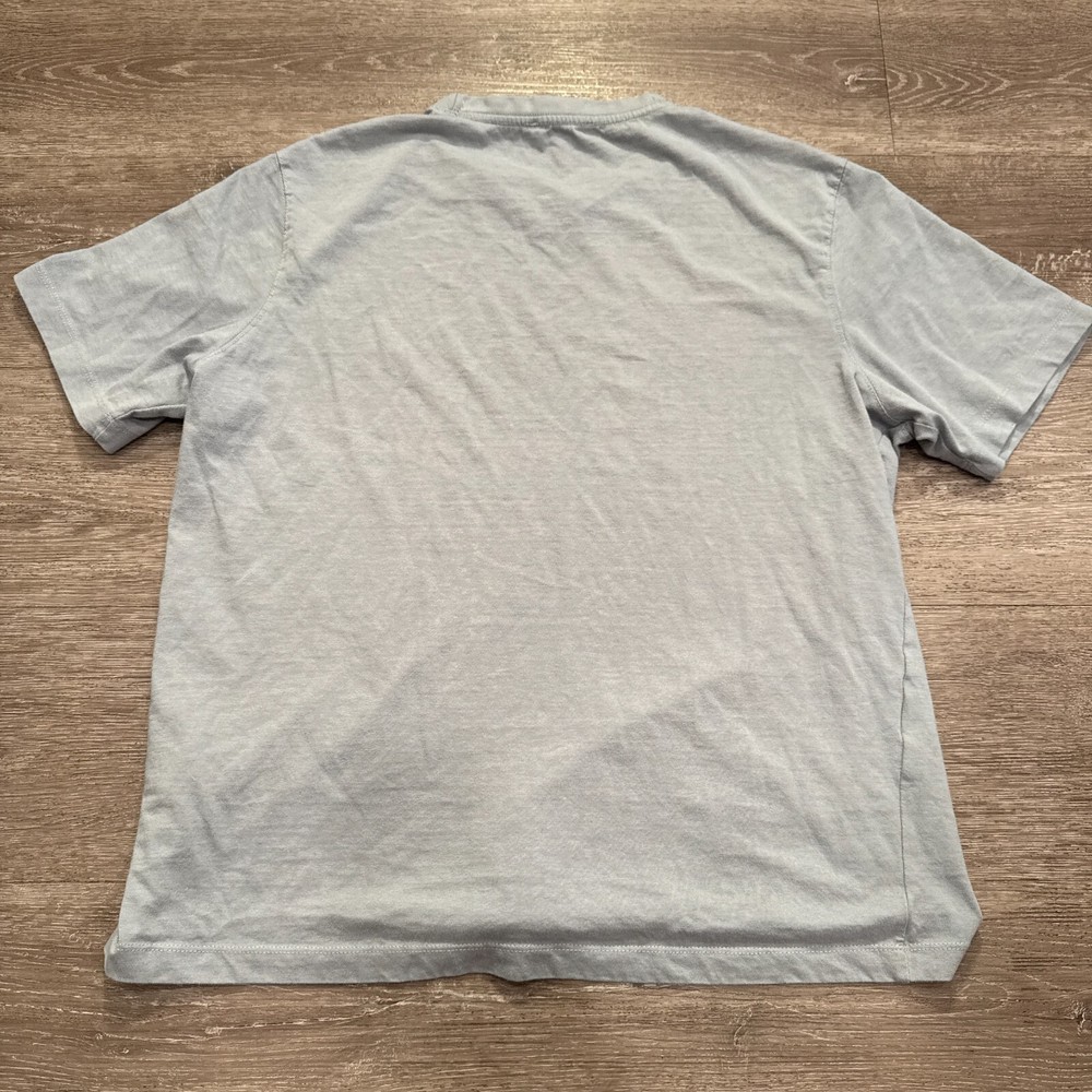 Zara Shirt Mens Large Blue Short Sleeve Tee Cotton Minimal Casual Crew Neck