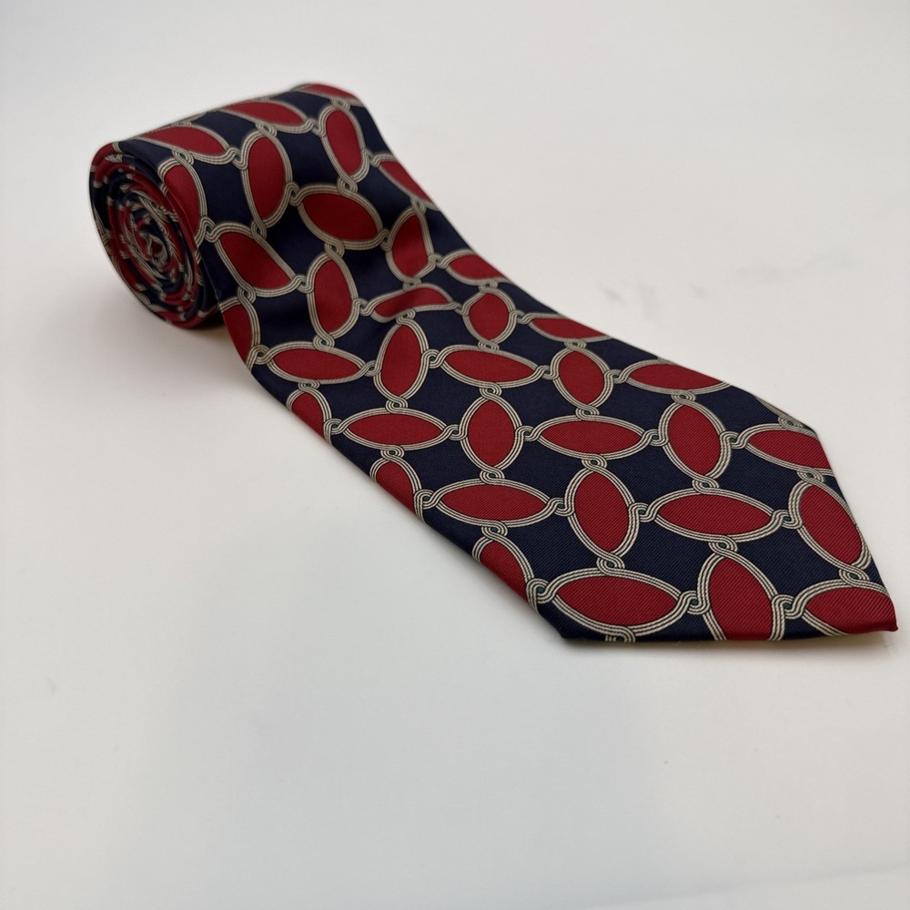 Round Tree & Yorke Men's Trademark GEOMETRIC Neck Tie Red/Blue Preppy