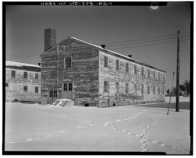 Photo:Fort McCoy Wisconsin 1940s Building T-2307 Army Barracks Snow Scene