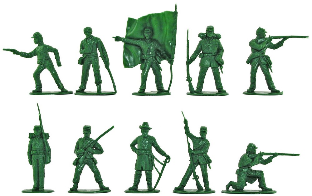 Accurate Union Infantry in Green Color - 10 54mm soft plastic figures-image