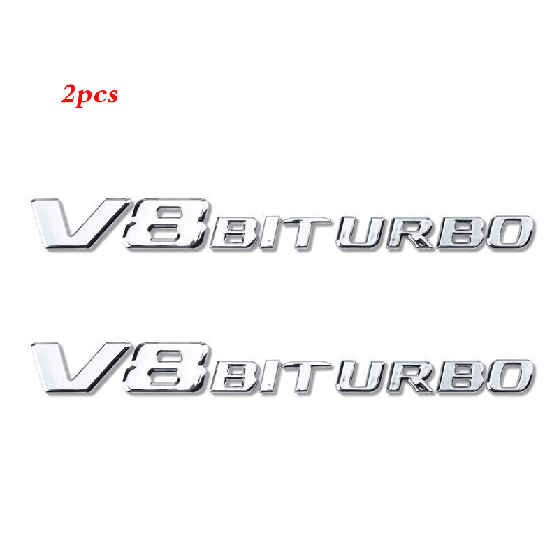 2pcs V8 BiTurbo Emblem Side Fender Chrome Badge For Mercedes Benz AMG CL63 E63