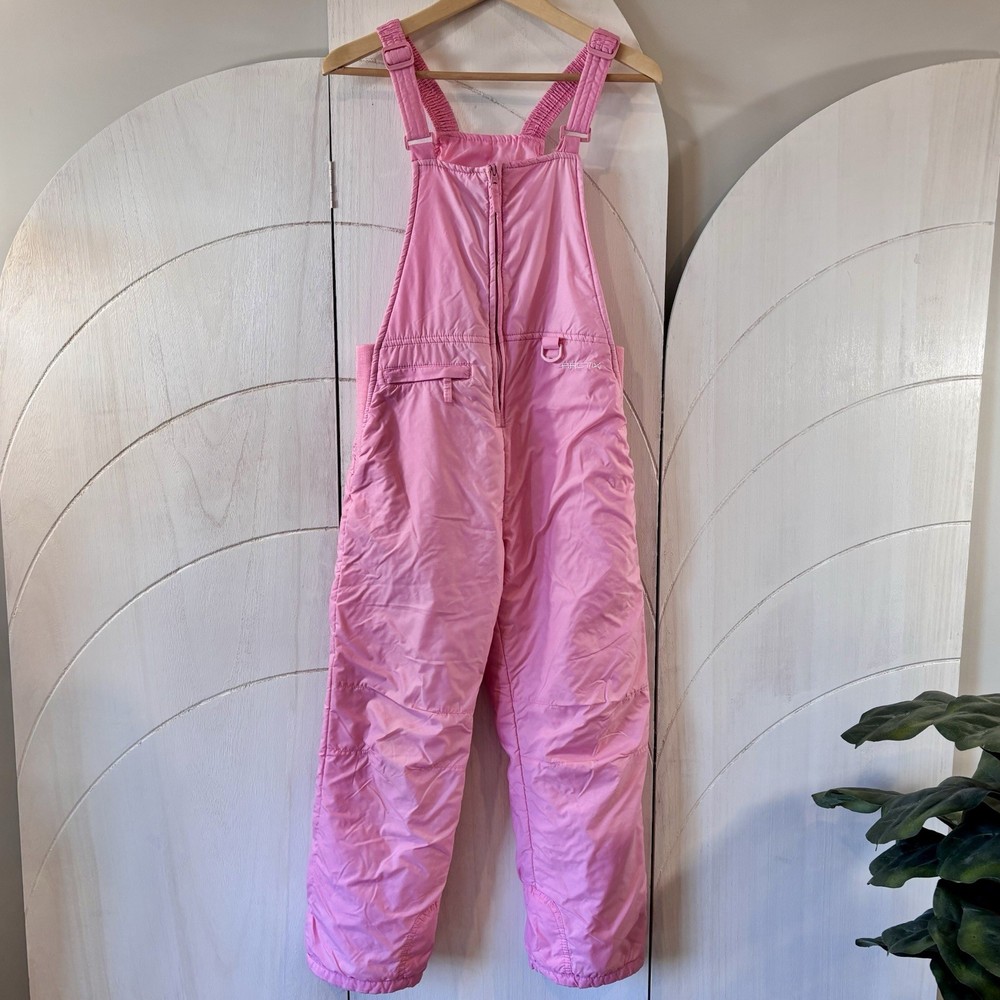 Arctix Girls Pink Snow Bib Overalls Zip Pocket D-Ring Youth Large *Flaw*