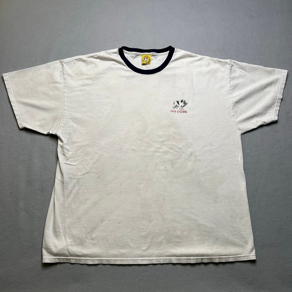 Vintage Big Dogs T Shirt Mens XXL White Ringer Attitude To Spare Santa Barbara